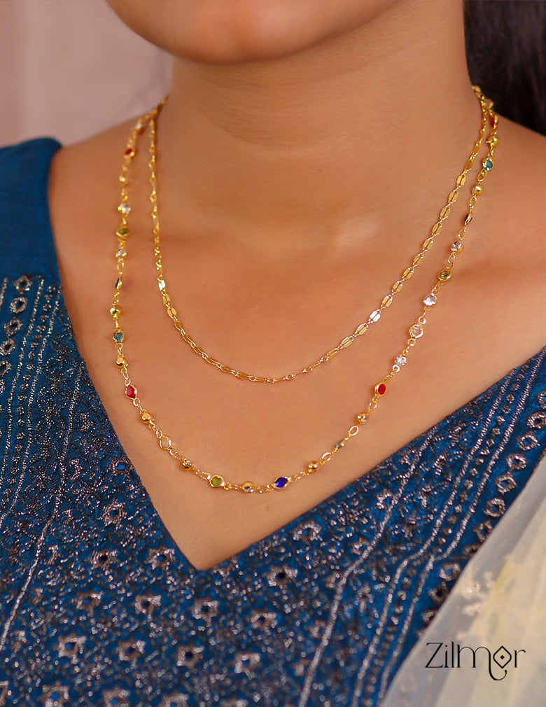 KT1011544 - Gold Tone Semi Precious stone Layered Necklace 5-Zilmor