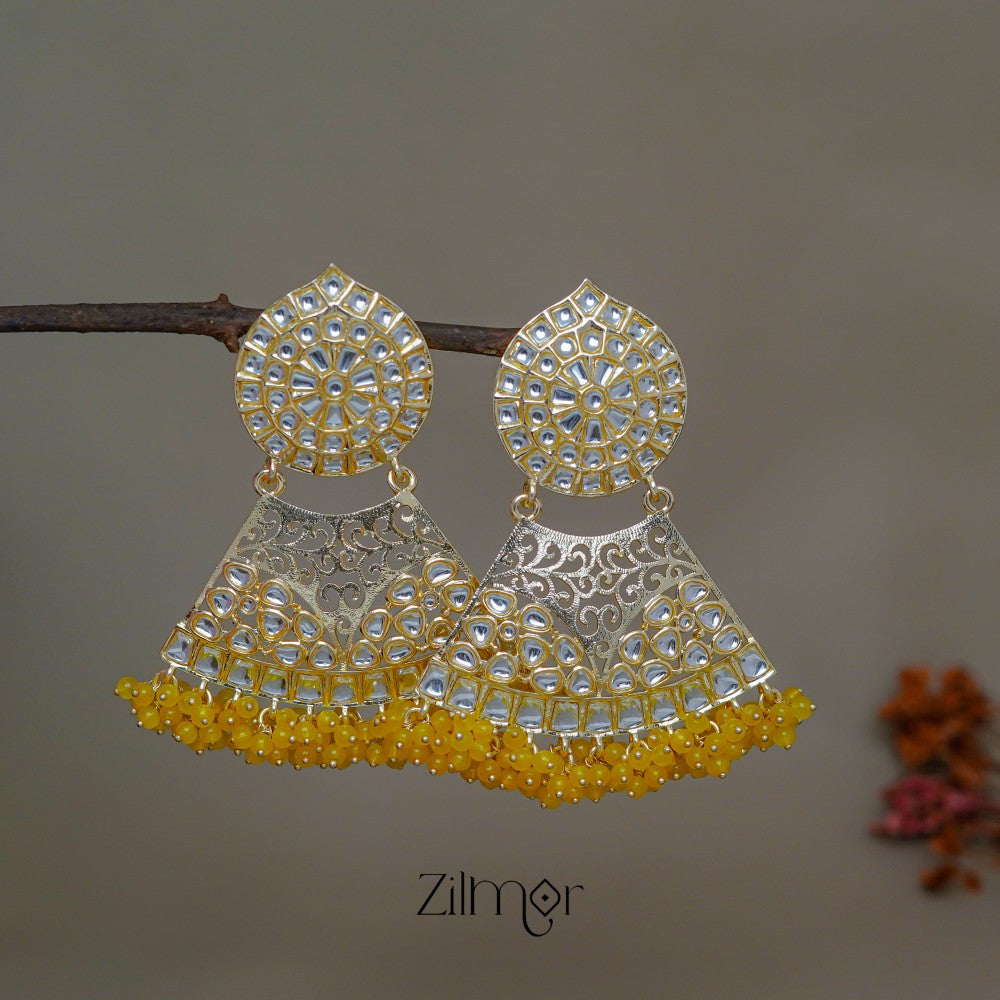 FS1011248 - Gold Filigree Chandbali Earrings