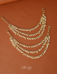 ZL1011670-  Antique 3 Layer Pearl Bridal Earchain Maatal