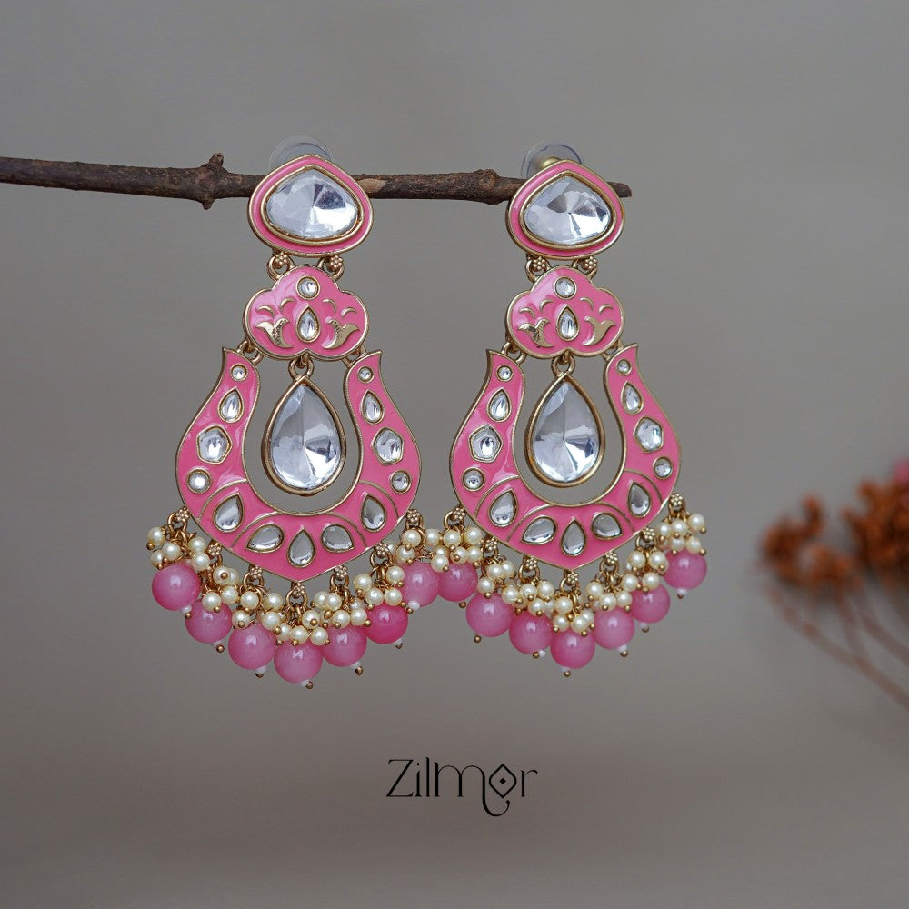 FS1011254 -  Kundan Chandbali Studded Drop Earrings