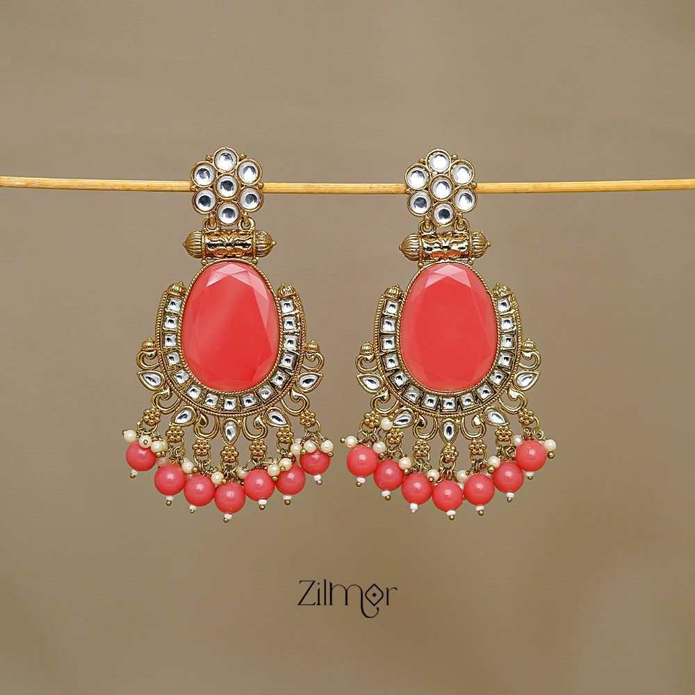 FS1011243 - Kundan Stud Drop Earrings