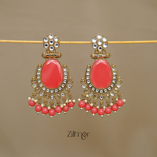 FS1011243 - Kundan Stud Drop Earrings