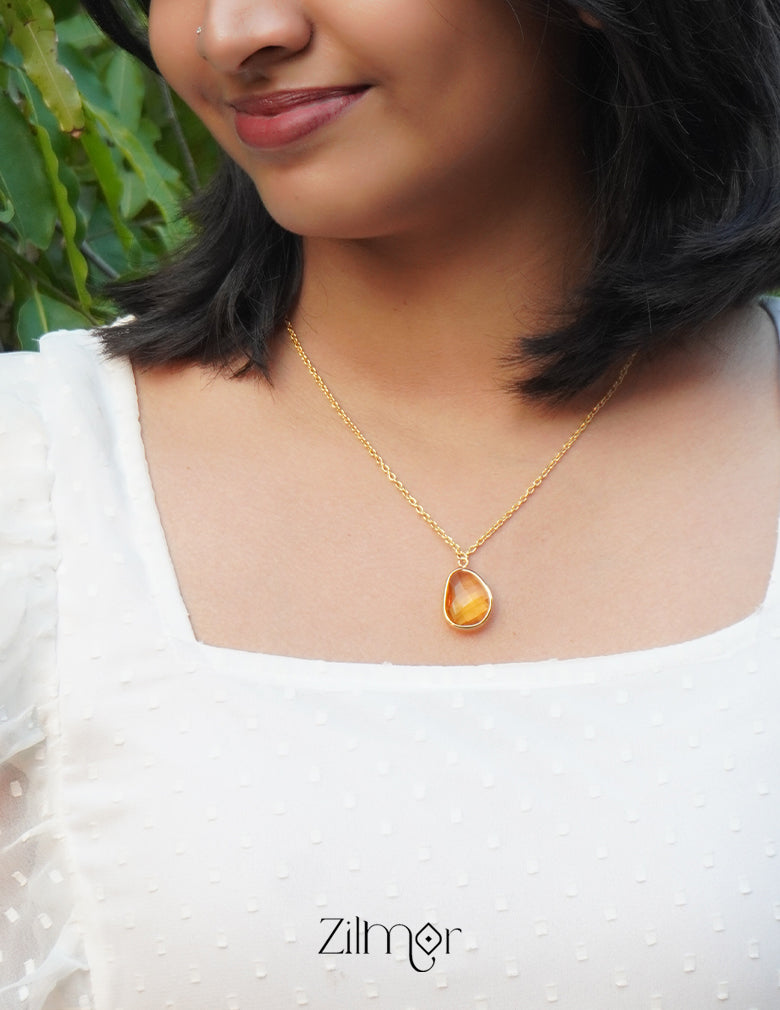 PE101063 - Gold toned Simple chain With Pendant (color option) 2-Zilmor