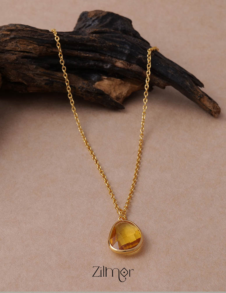 PE101063 - Gold toned Simple chain With Pendant (color option) 8-Zilmor