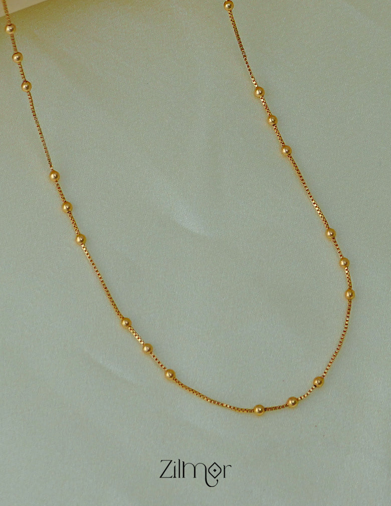 KT1011705 - Anti Tarnish Gold Plated Simple  Ball Chain Necklace 3-Zilmor