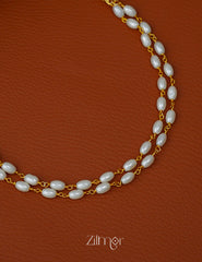 KY1011662- 2 Layer Rice Pearl choker Necklace 3-Zilmor
