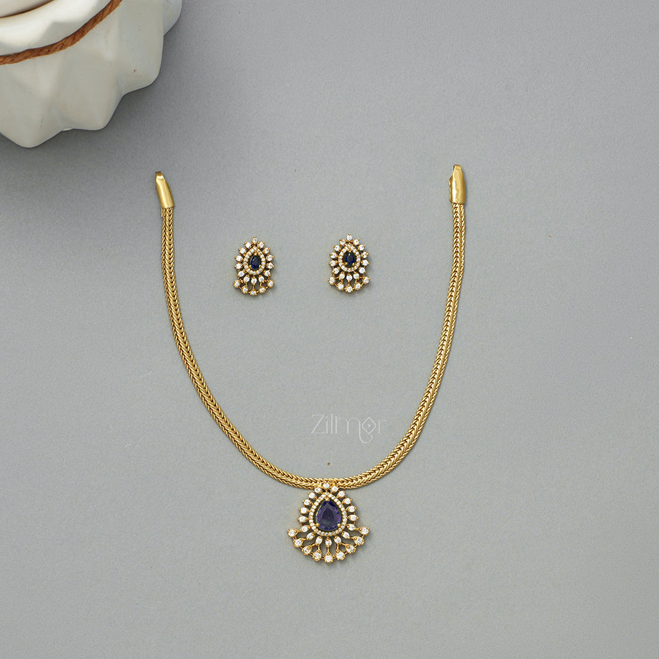 SN1011323 -  Premium Antique Traditional AD Pendant Short Necklace Earrings