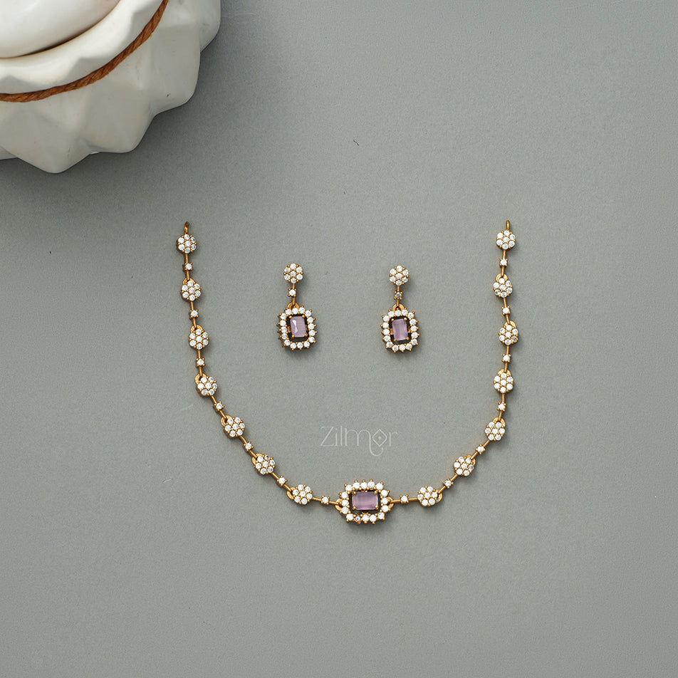 SN1011328 - Premium Antique AD Stone  Necklace with Earrings