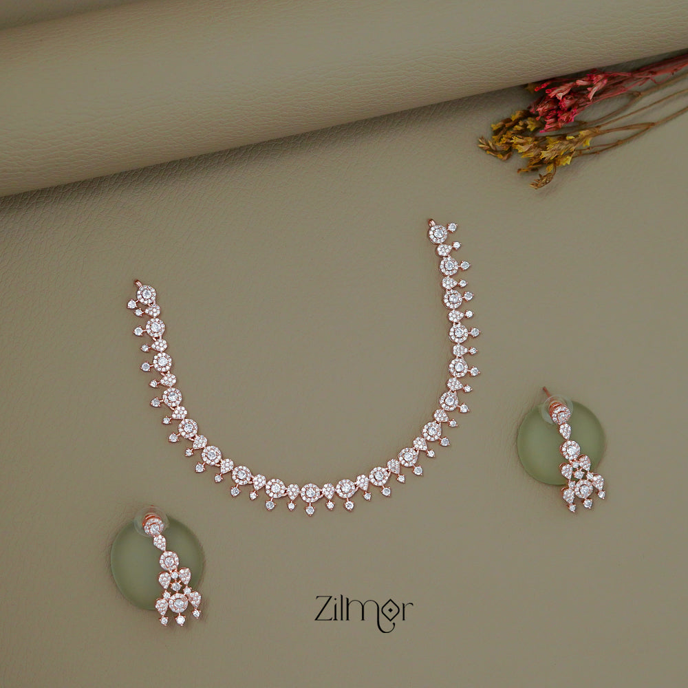 SN1011486 - AD Stone Choker Necklace Earrings Set