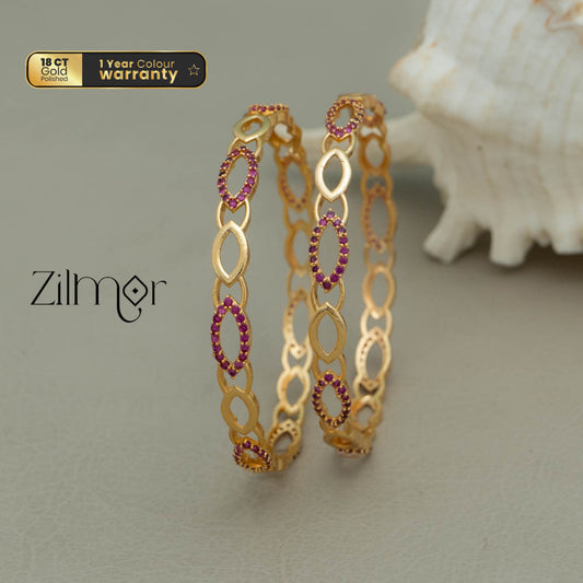 SG100200  - Gold Plated stone bangle (pair)
