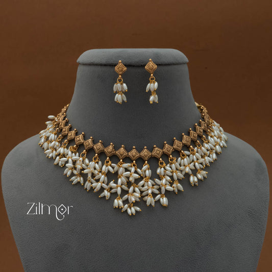 NV101644 - Antique Rice Pearl Necklace