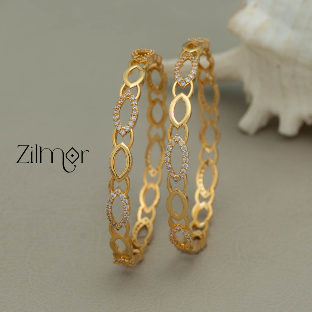 SG100200  - Gold Plated stone bangle (pair)
