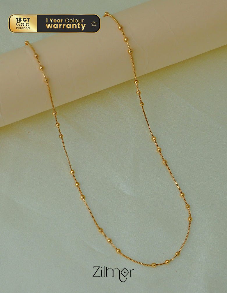 KT1011705 - Anti Tarnish Gold Plated Simple  Ball Chain Necklace 1-Zilmor