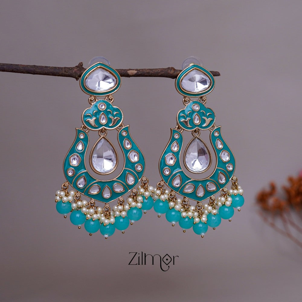 FS1011254 -  Kundan Chandbali Studded Drop Earrings