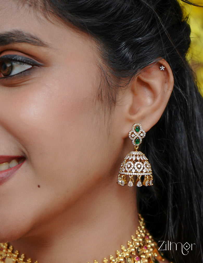 NV1011675- Antique Ad Stone Jumkha Earrings 2-Zilmor