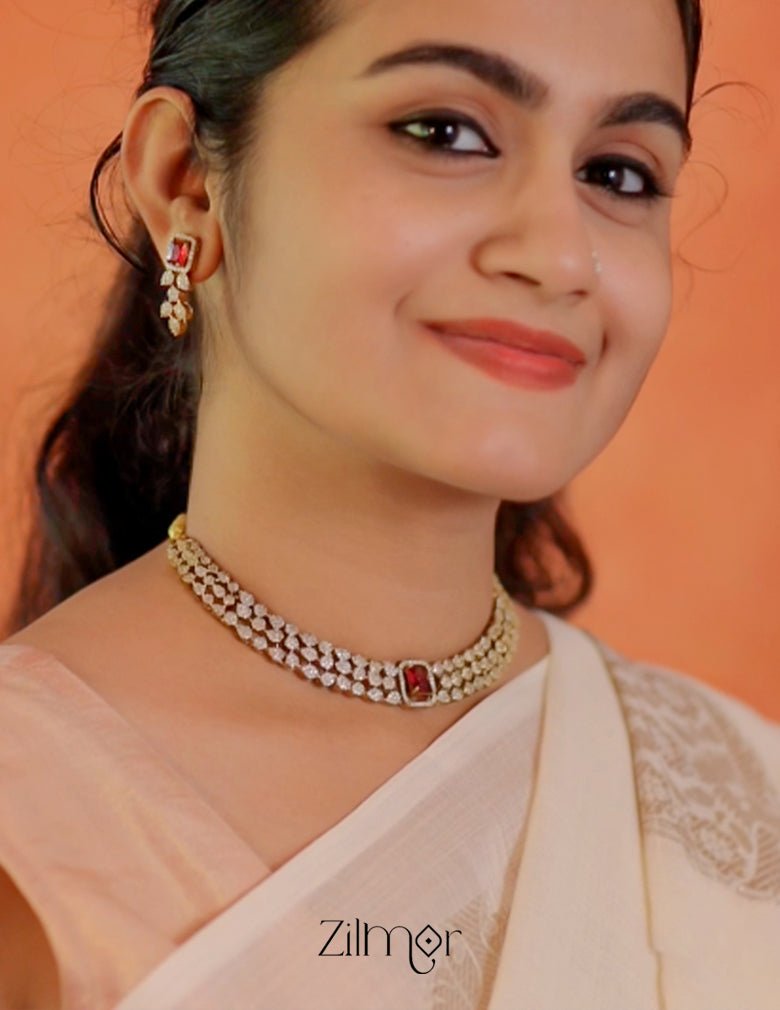 BH101072 - Premium Antique Necklace with 5 Interchangable stones Earring Set 4-Zilmor