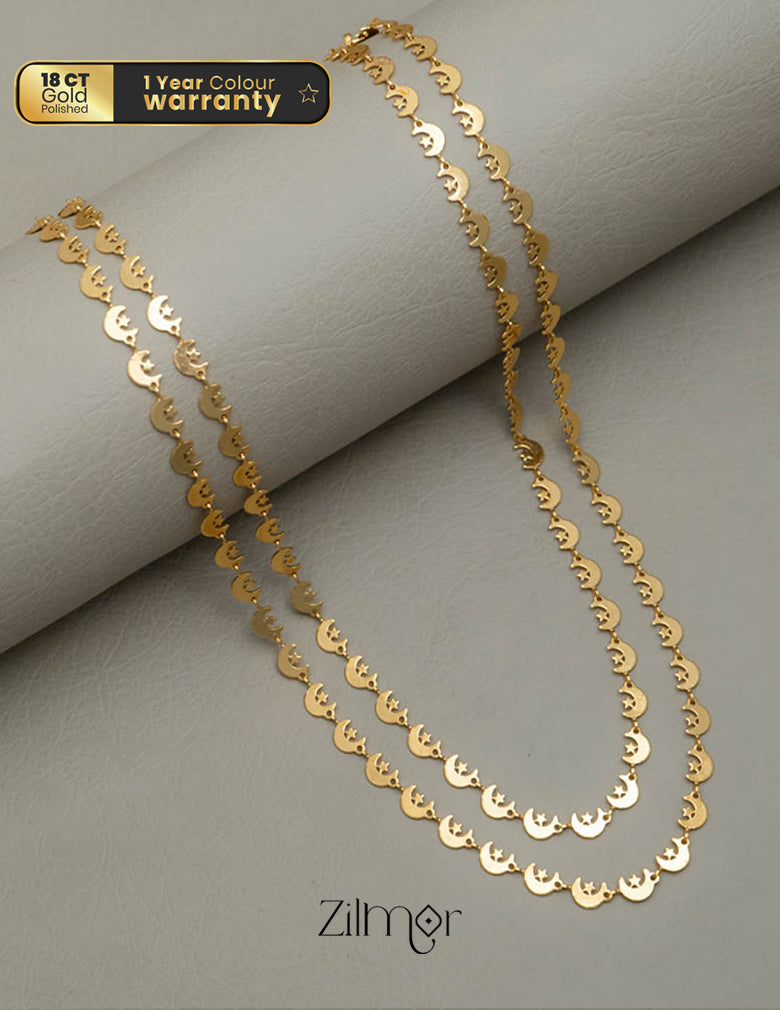 KY101747 - Gold Plated Moon Double Layer Short Necklace 1-Zilmor