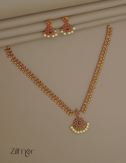 SN1011360 -  Premium Antique Traditional AD Pendant Short Necklace Earrings