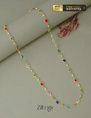 KT1011643 - 18k Gold Plated Semi Precious  Multicolor Stone Long Necklace 1-Zilmor