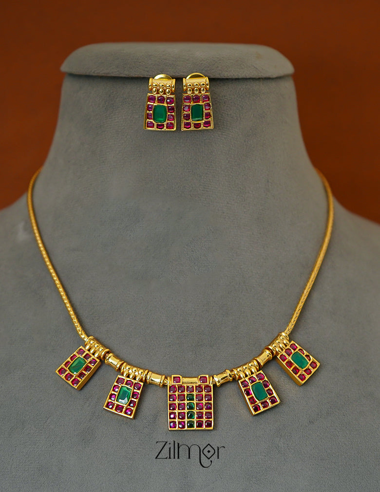 SN1011696- Traditional Kemp Stone Necklace Earring Set 3-Zilmor