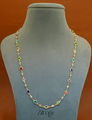 KT1011643 - 18k Gold Plated Semi Precious  Multicolor Stone Long Necklace 3-Zilmor