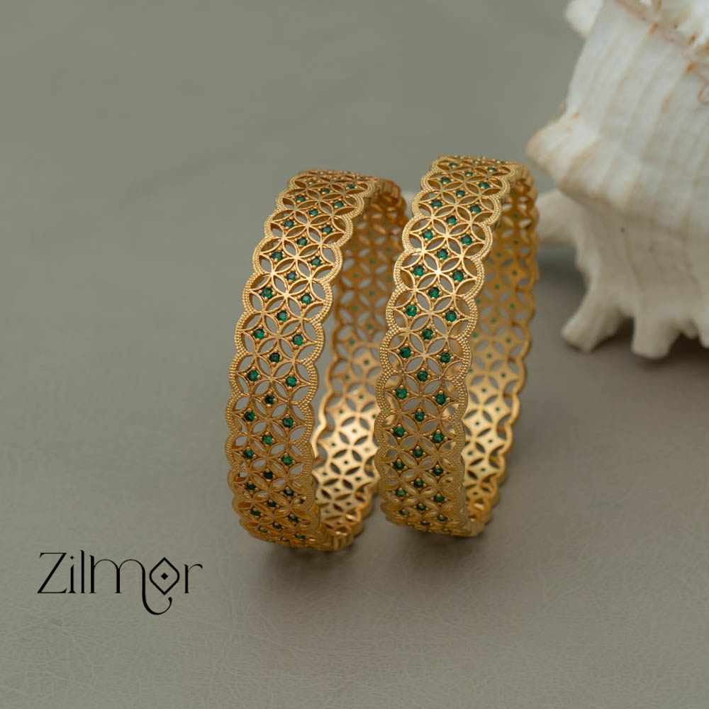 SG100982 - Gold Plated stone bangle (pair)