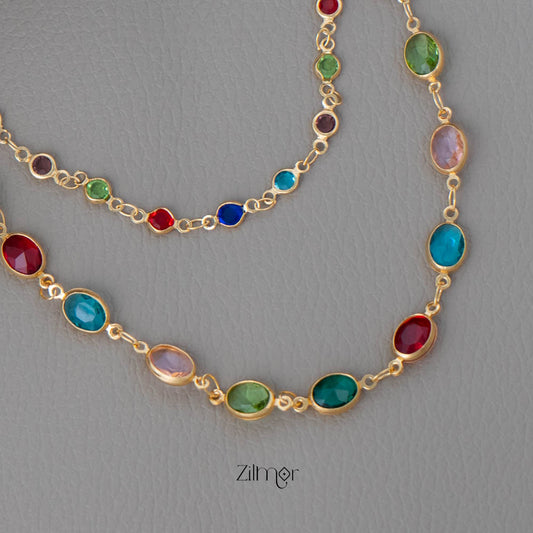 KY101994 - Simple AD Stone Double layer Necklace