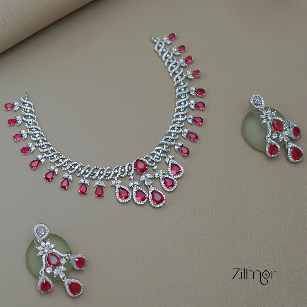 SN1011476 - AD Stone Choker Necklace Earrings Set