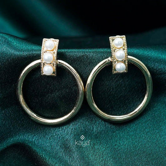 Gold Plated Pearl Earrings - PT100380