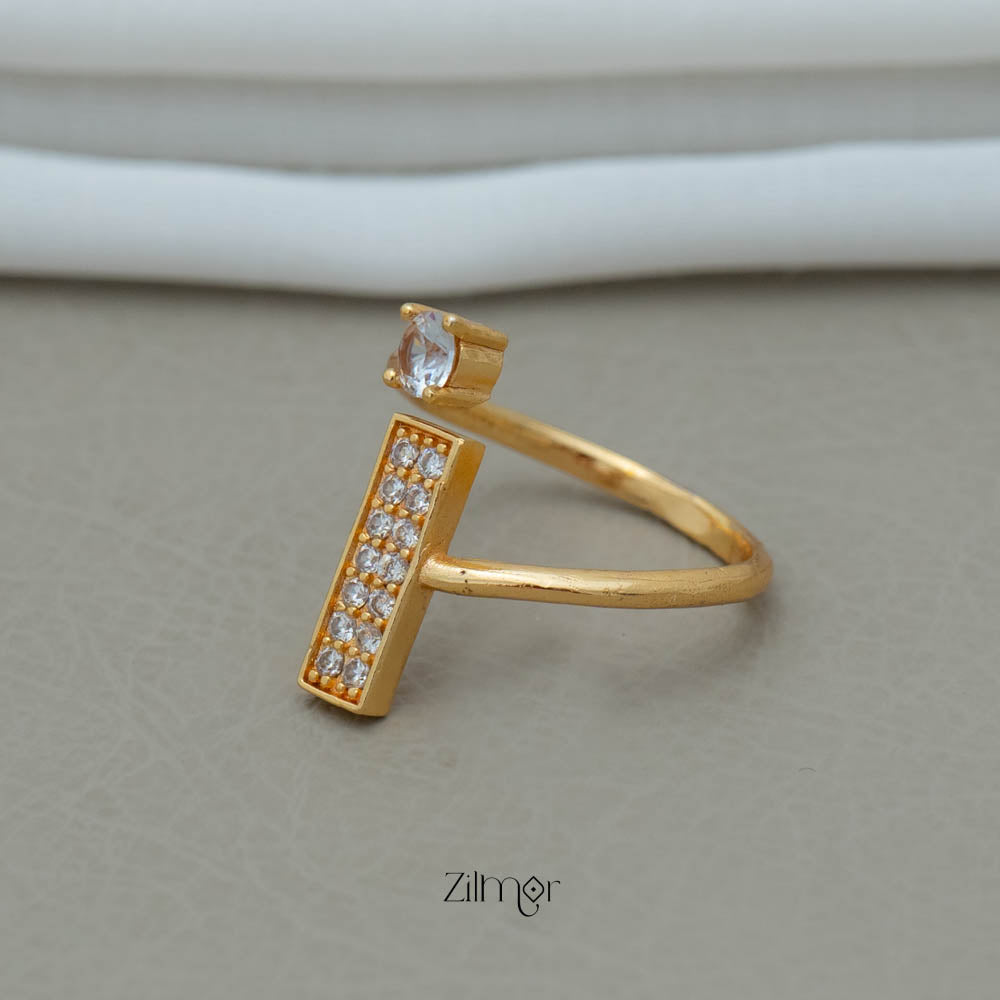 PE101838 - Gold Plated AD Stone Size Adjustable Ring