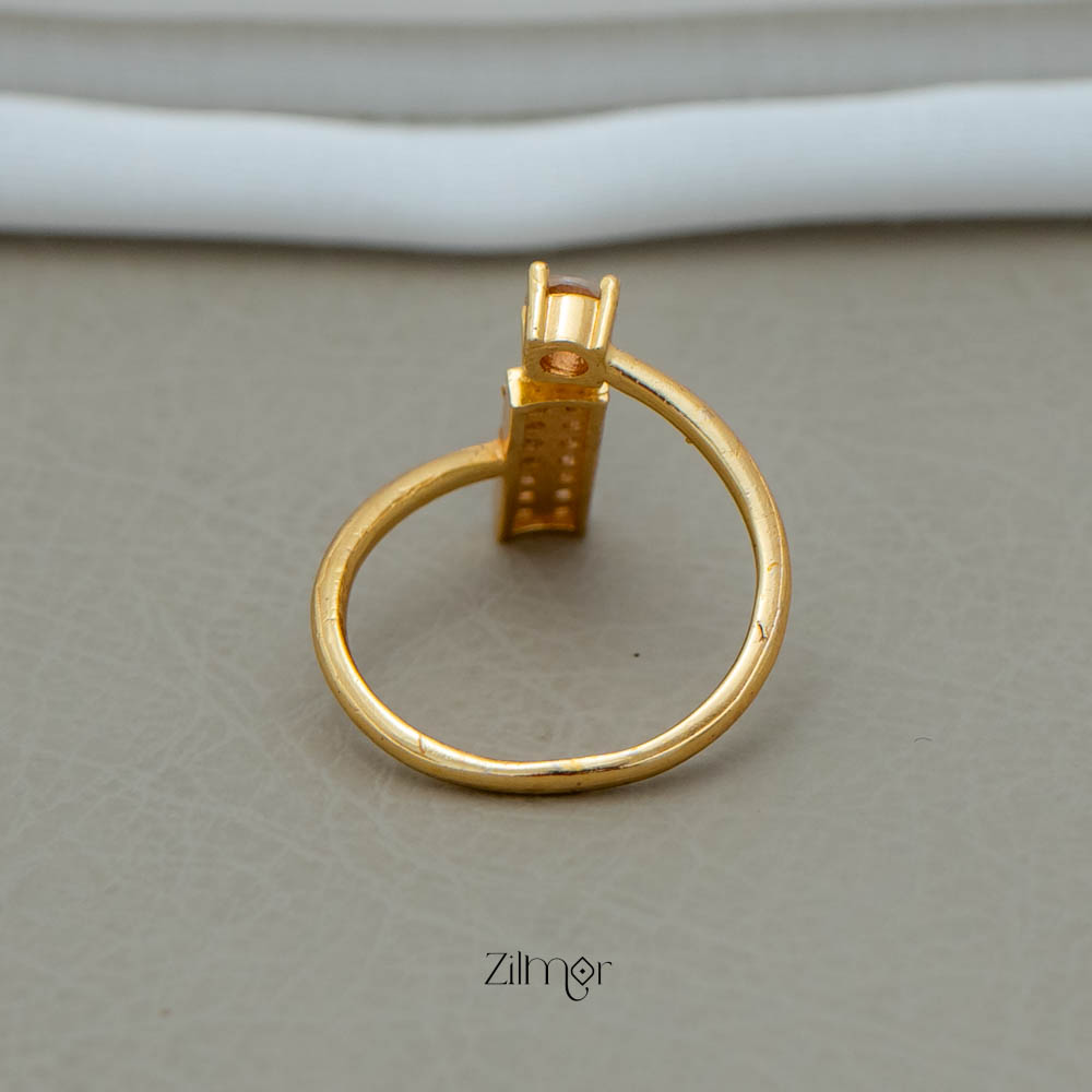 PE101838 - Gold Plated AD Stone Size Adjustable Ring