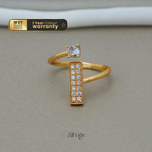 PE101838 - Gold Plated AD Stone Size Adjustable Ring