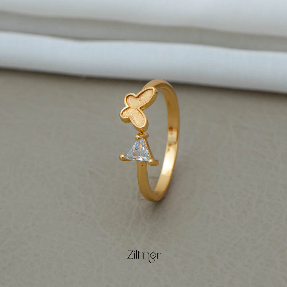 PE101839 - Gold Plated AD Stone Size Adjustable Ring