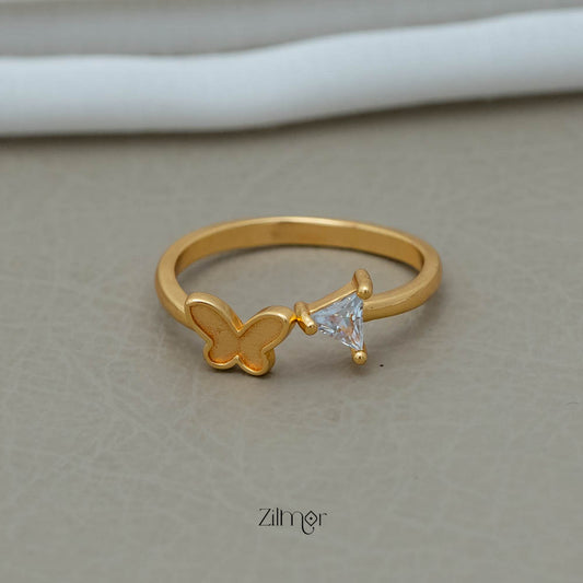 PE101839 - Gold Plated AD Stone Size Adjustable Ring