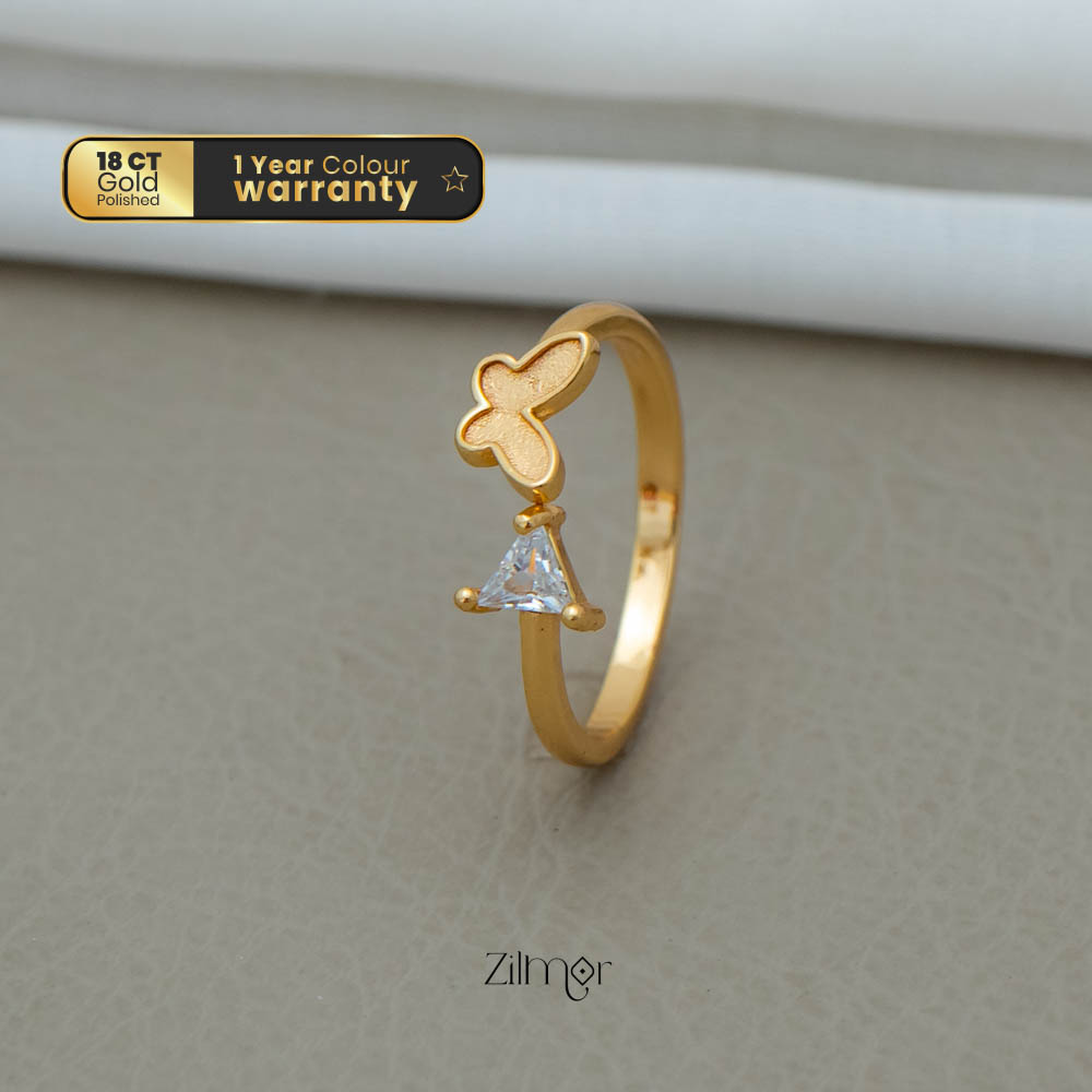 PE101839 - Gold Plated AD Stone Size Adjustable Ring