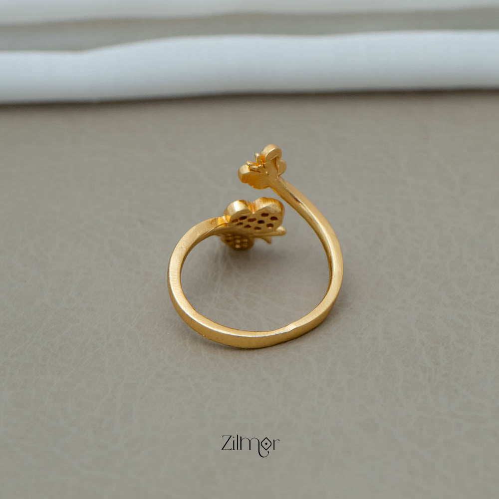 PE101840 - Gold Plated Butter fly charm Size Adjustable Ring