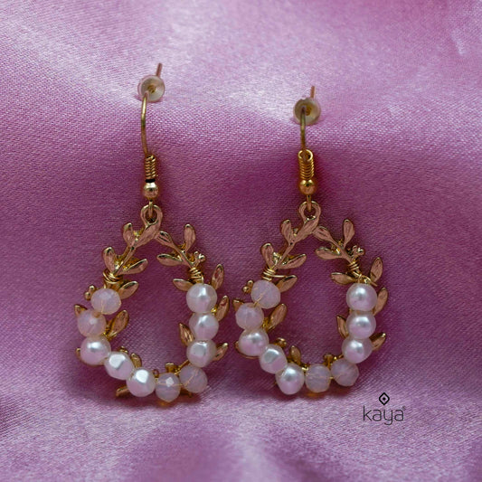 Leaf Design With Pearl and Beads Earrings - PT100260