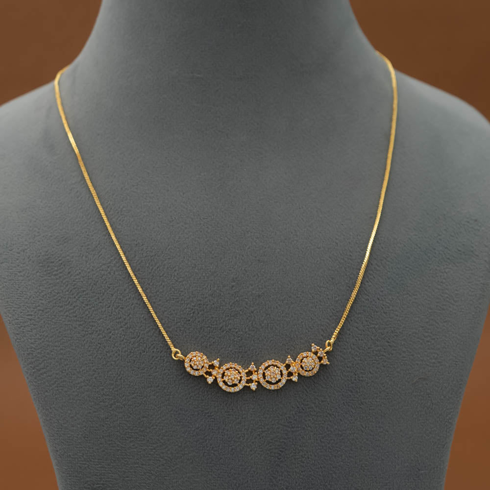 PE101542 - AD Stone Pendant Simple Necklace