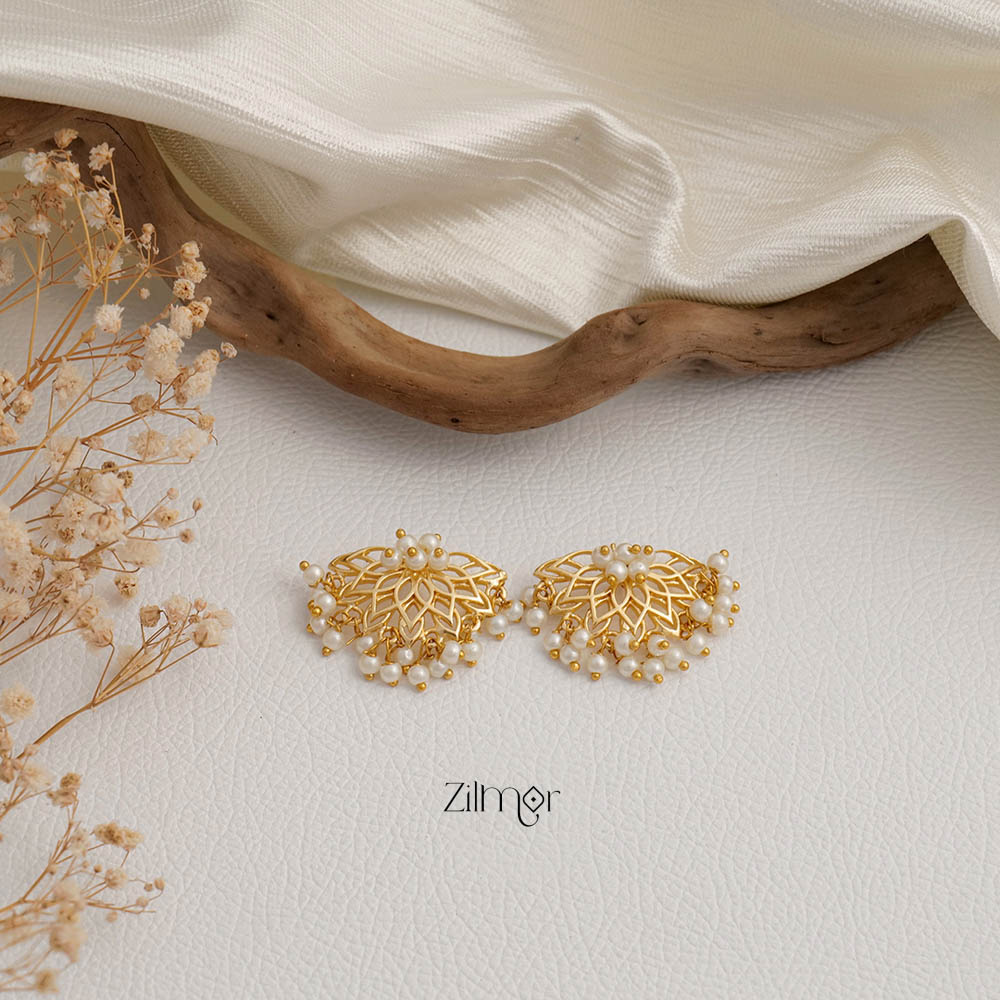 Gold toned Pearl Clustering stud Earrings - AS100422