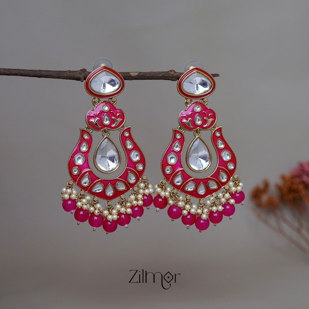 FS1011254 -  Kundan Chandbali Studded Drop Earrings