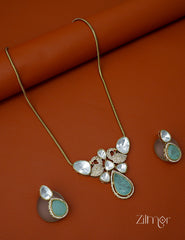 KH1011660 - Moissanite Polki Stone  Necklace with Earrings (color option) 3-Zilmor