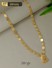 PP101086 - Gold Plated Kaashu coin Long Haram Necklace 1-Zilmor