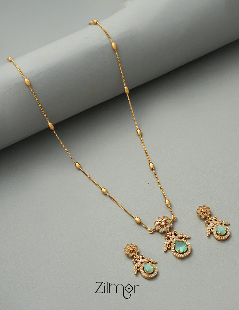SN1011314 - Premium Antique AD Stone Necklace with Earrings 3-Zilmor