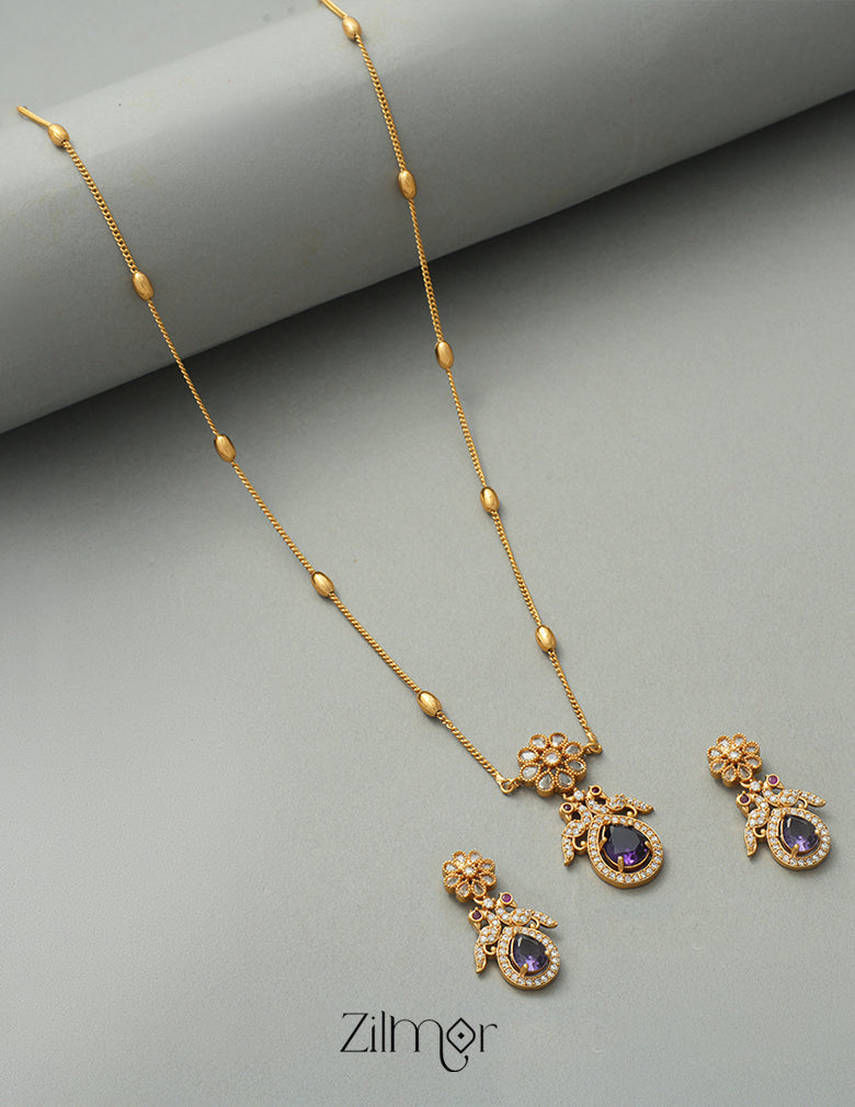SN1011314 - Premium Antique AD Stone Necklace with Earrings 5-Zilmor