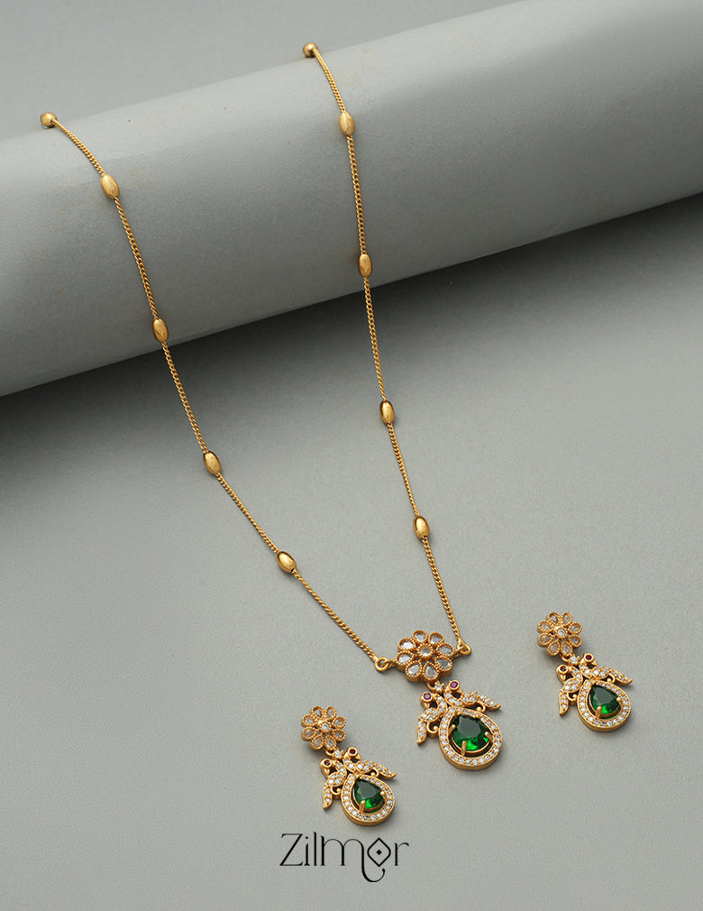 SN1011314 - Premium Antique AD Stone Necklace with Earrings 6-Zilmor
