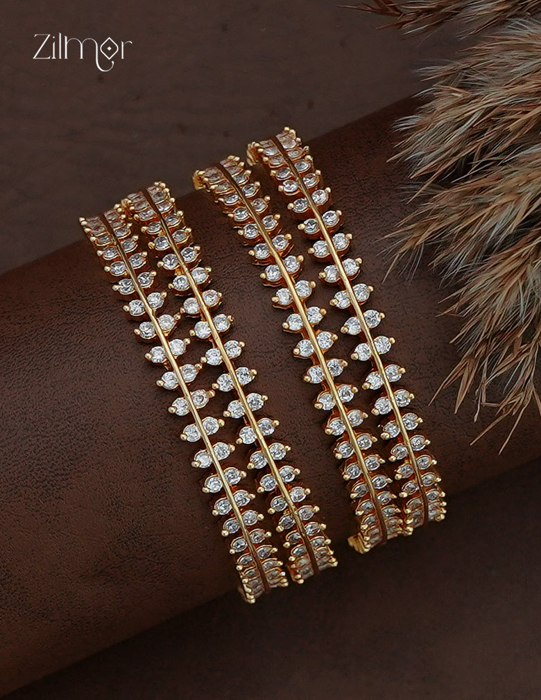AD Stone Bangles | Gold Tone Bridal Bangles - SN1013002