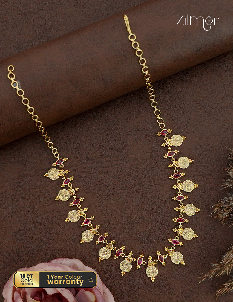 AD Stone Coin Choker Necklace - ZS1012478