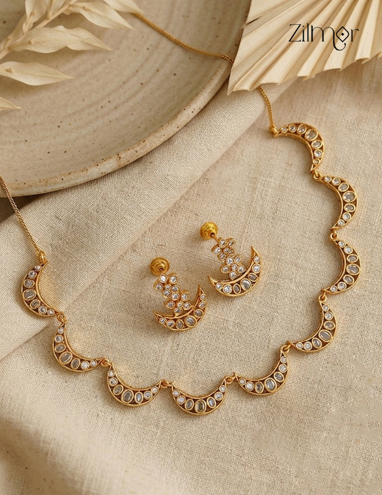 Half Moon Antique Necklace & Earrings Set - SN1012344