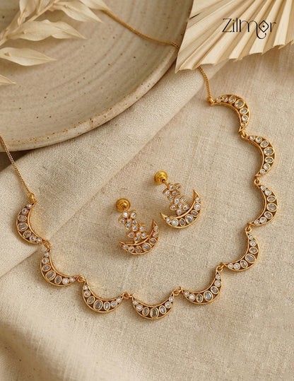 Half Moon Antique Necklace & Earrings Set - SN1012344