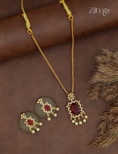 AD Stone Pendant Necklace & Earring Set - ZL1012389